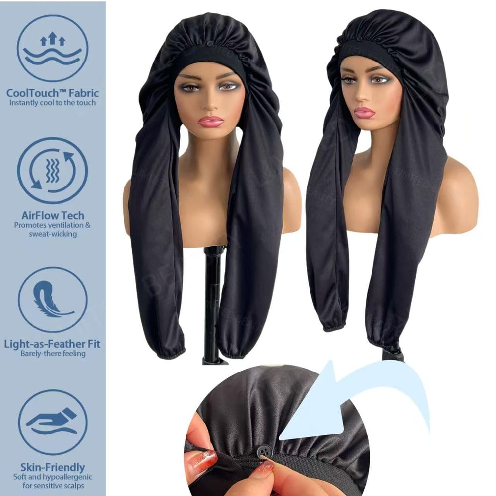 Limited Beauty bonnet sleeping long braids packaging shot suggests easy storage and gifting appeal