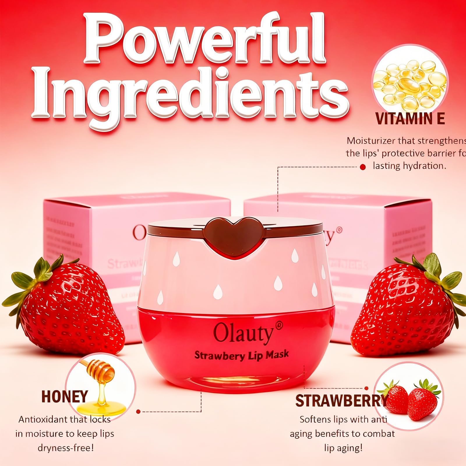 Lingyun Bee Lip Balm Honey Pot Watermelon provides deep hydration for soft lips.