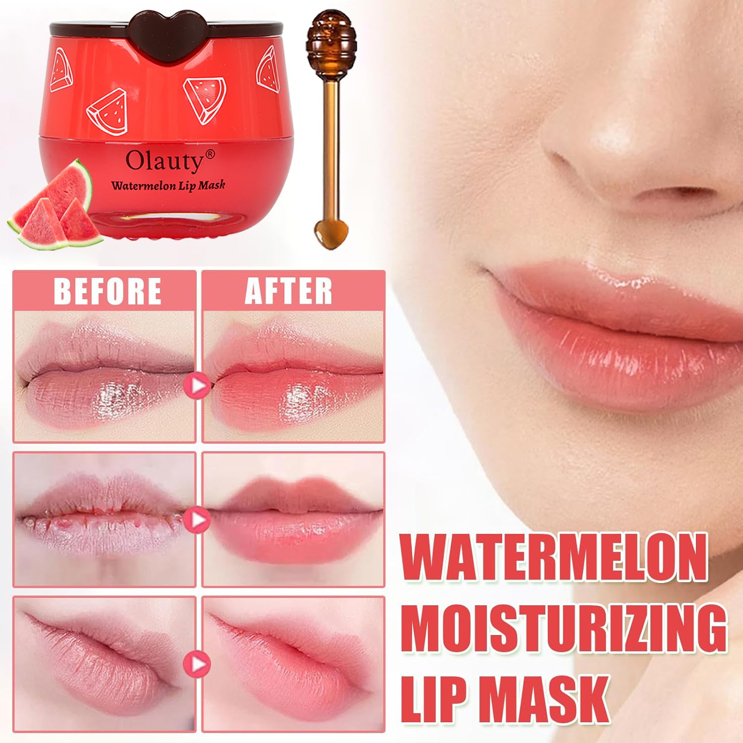 Lingyun strawberry flavor lip mask jar provides daily hydration for lips.