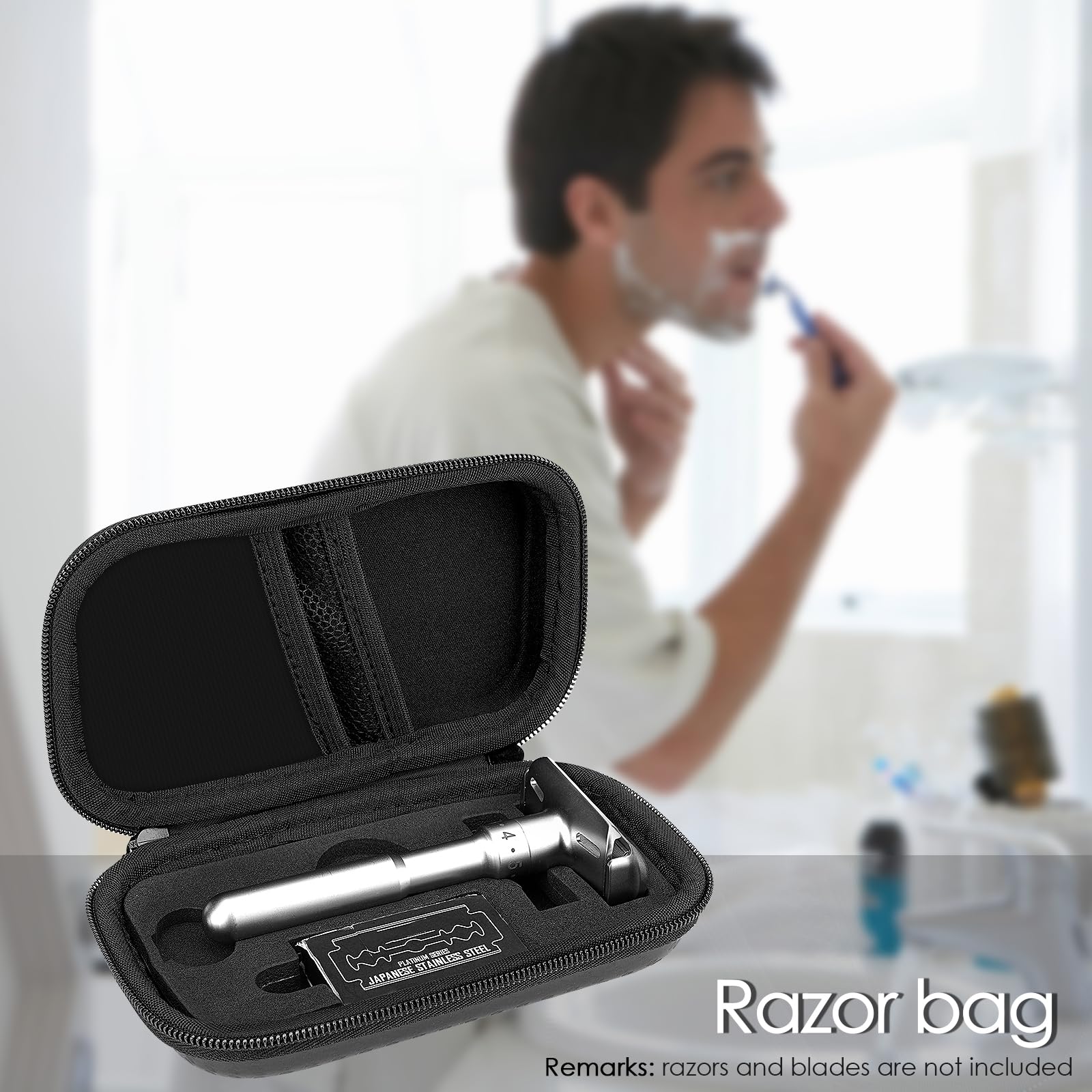 Linkidea travel case interior shows two-sided layout for razor and accessories