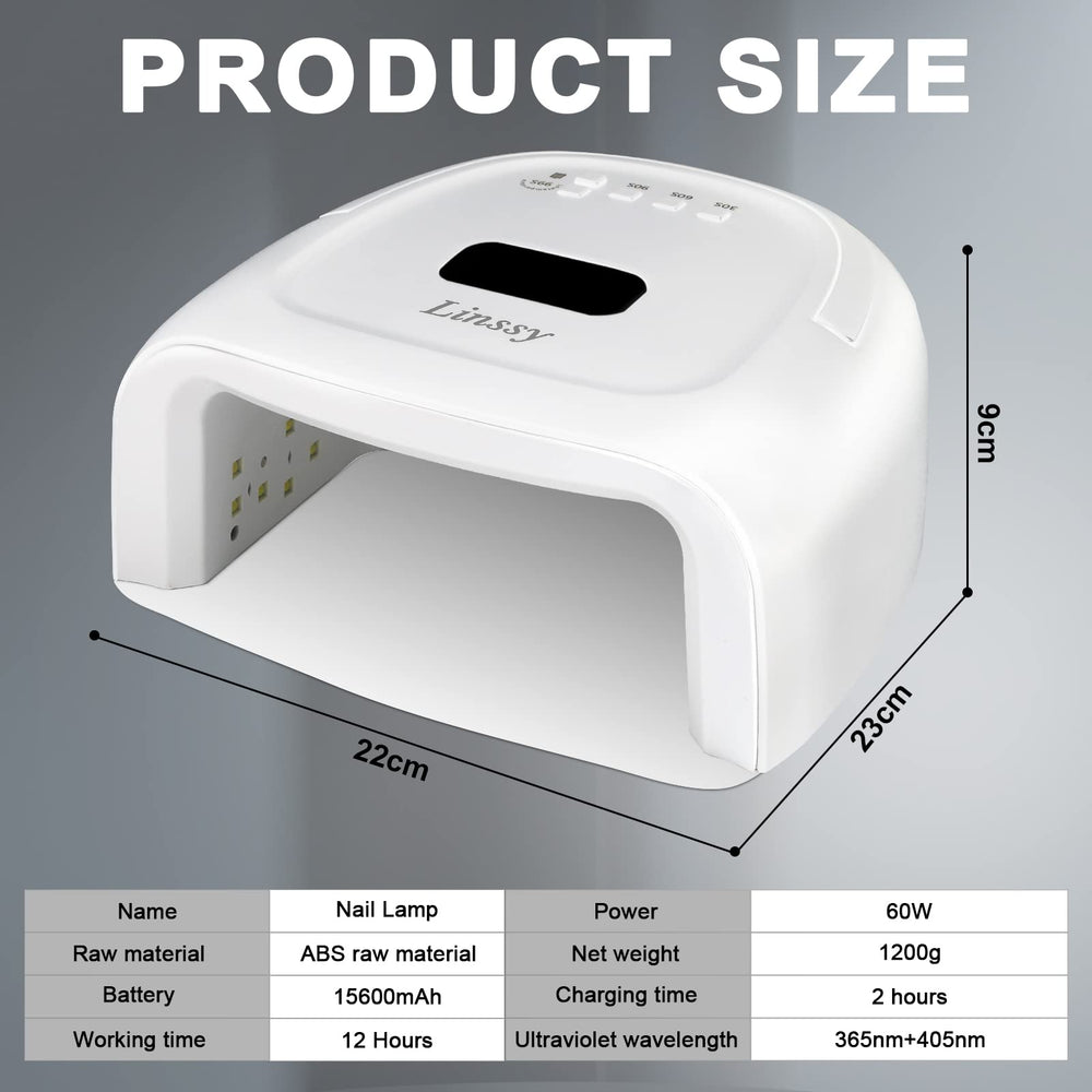 Linssy 60W nail lamp portable handle for easy carrying anywhere