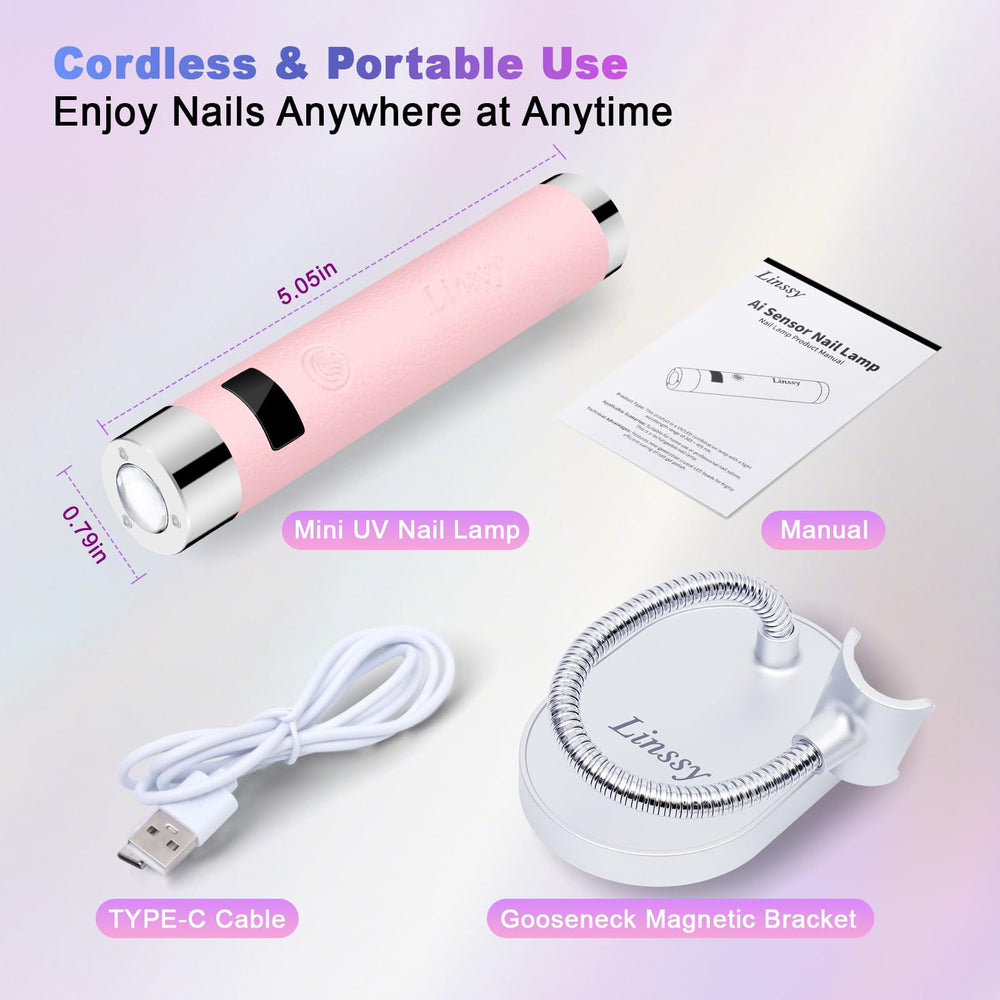 Linssy Mini UV Light fast cure beams allow quick manicure sessions with improved workflow.