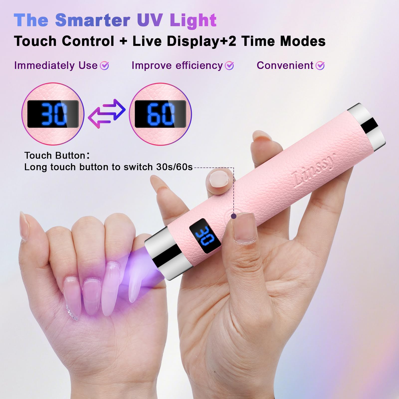Linssy Mini UV Light gooseneck stand highlights 360° adjustability for precise curing angles.