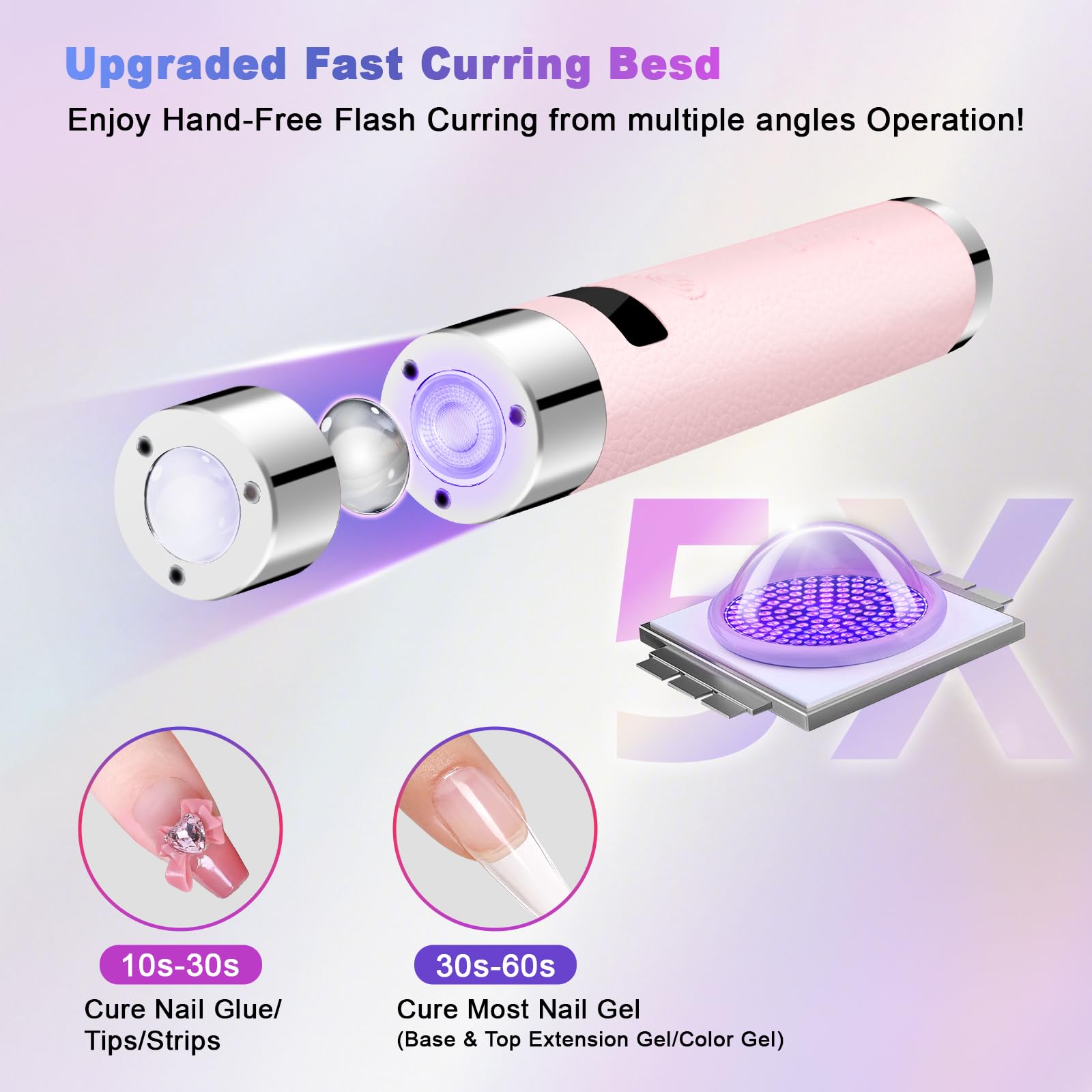 Linssy Mini UV Light LCD display provides clear timing for accurate gel curing.
