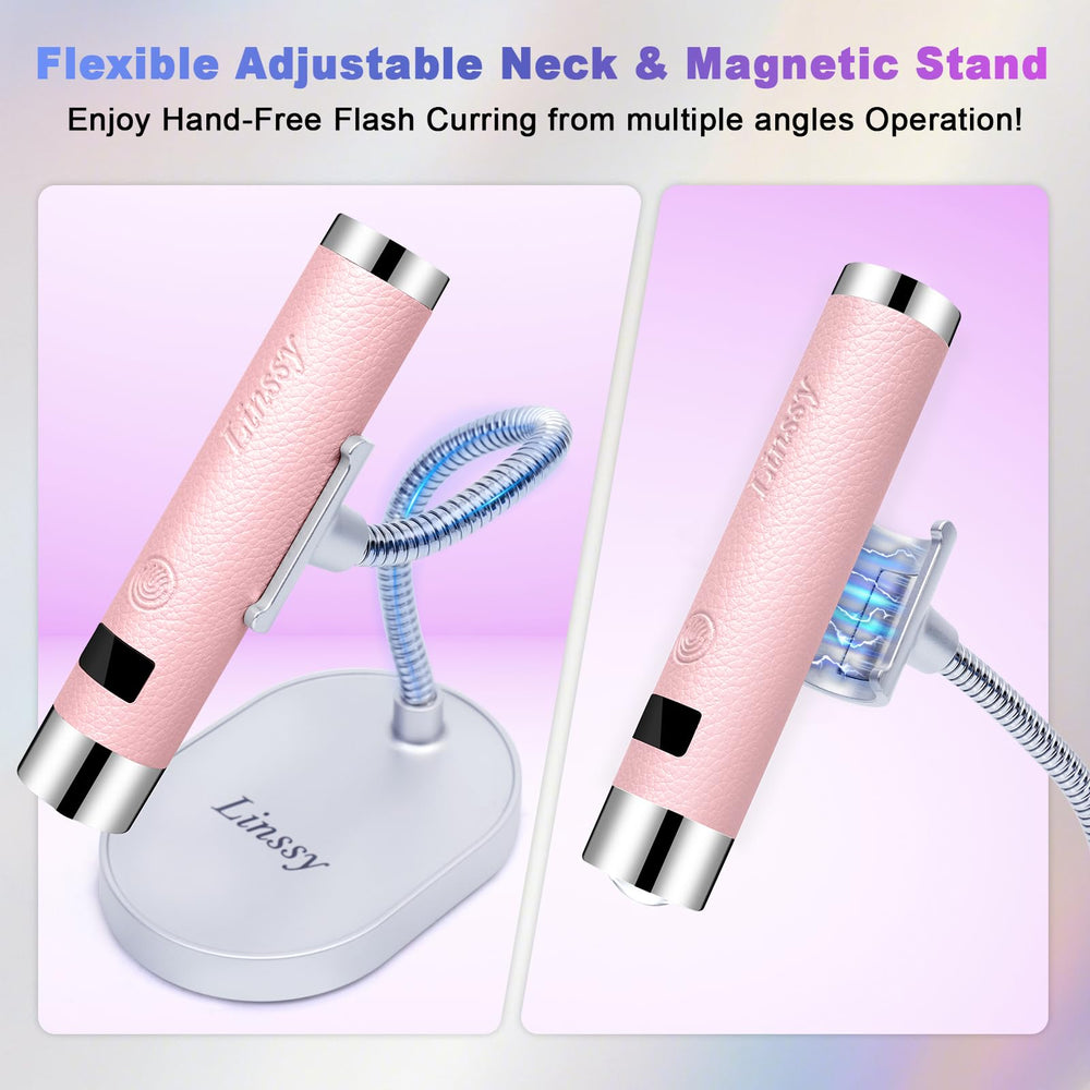 Linssy Mini UV Light Type-C charging enables portable on-the-go nail care.