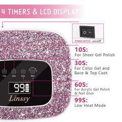 Linssy nail lamp auto-sensor activation demonstrates hands-in efficiency