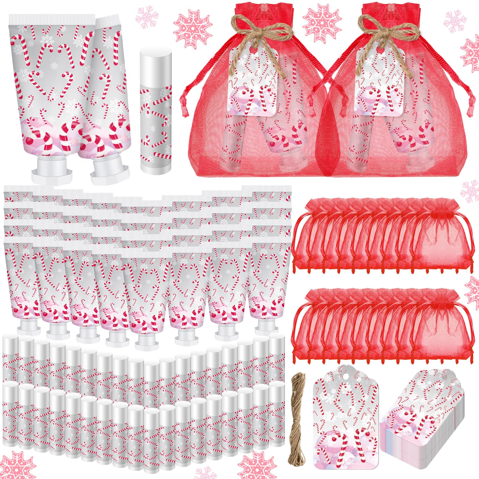 Linyuthia candy cane hand cream bottle with festive winter hydration appeal