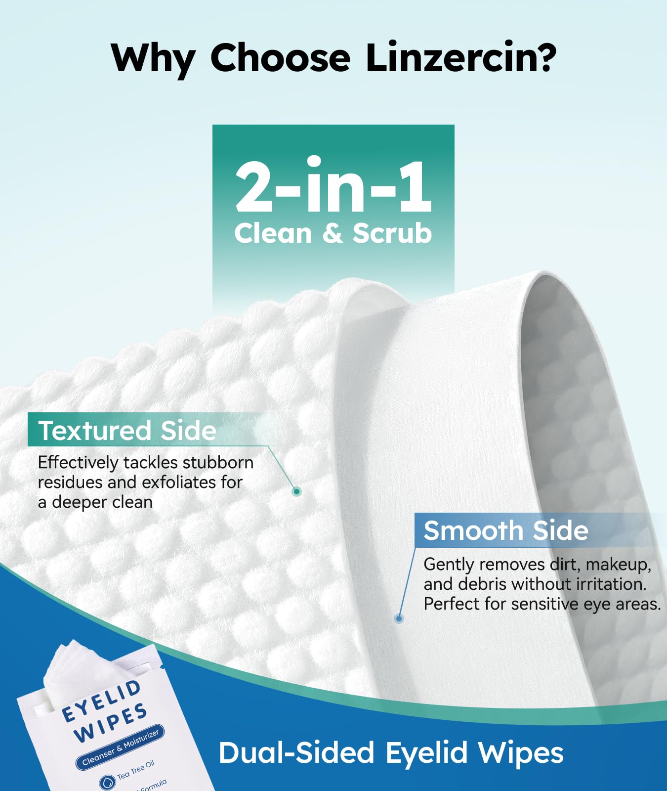 Linzercin individually wrapped eye wipes for travel and on-the-go freshness