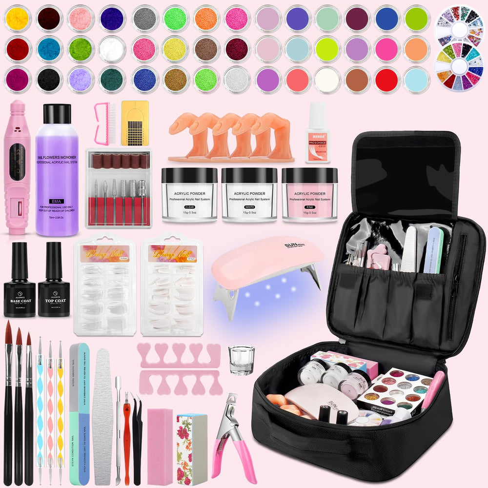 LionVision 42-color glitter acrylic powder kit for at-home nail art.