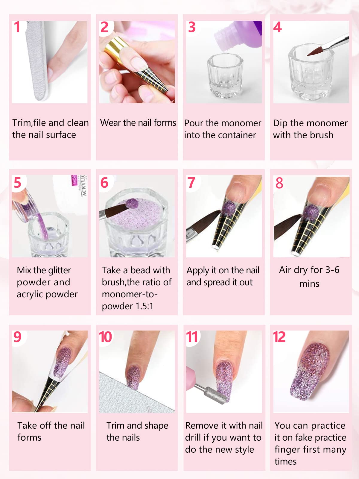 LionVision 42-color glitter powder close-up for dazzling nail designs.