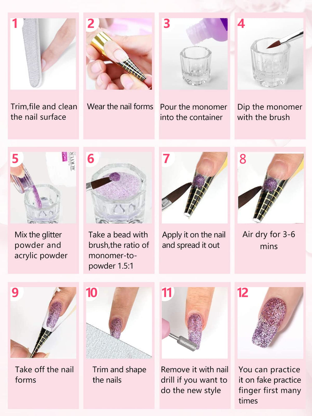 LionVision 42-color glitter powder close-up for dazzling nail designs.