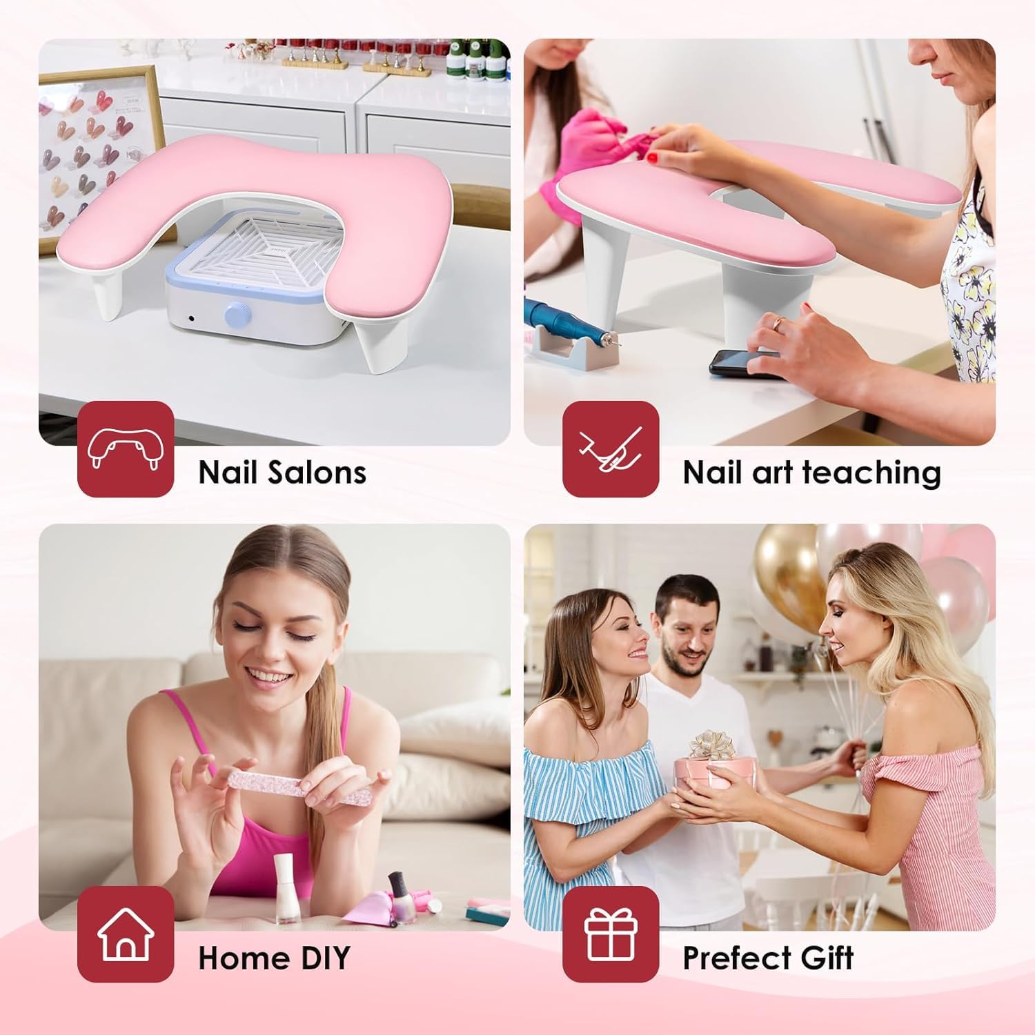 LIONVISON pink arm rest as a gift idea for nail art lovers