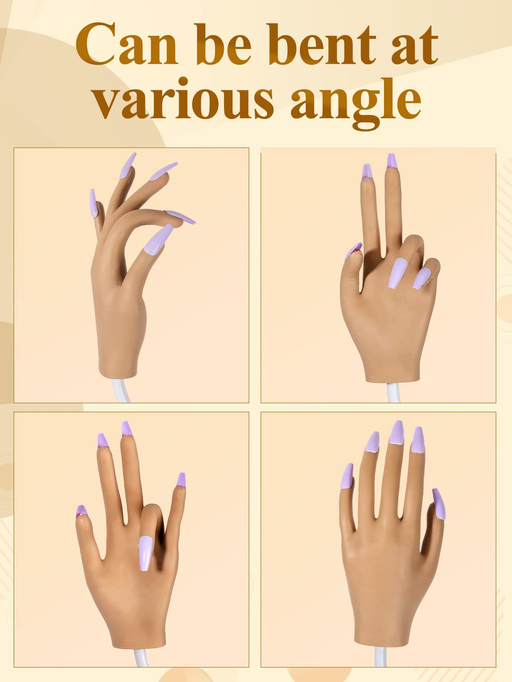 LIONVISION flexible silicone hand for realistic nail-art practice and learning