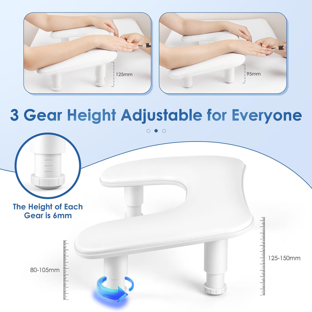 LIONVISON manicure arm rest with adjustable rear bracket offers balanced support during sessions.