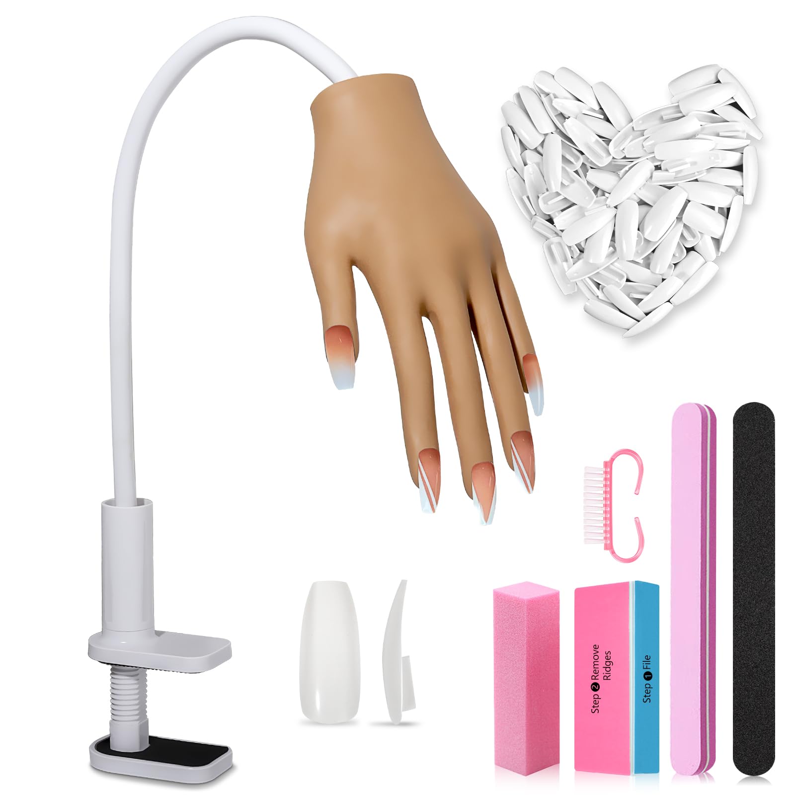 LIONVISION practice hand with acrylic nails setup for stable drill practice