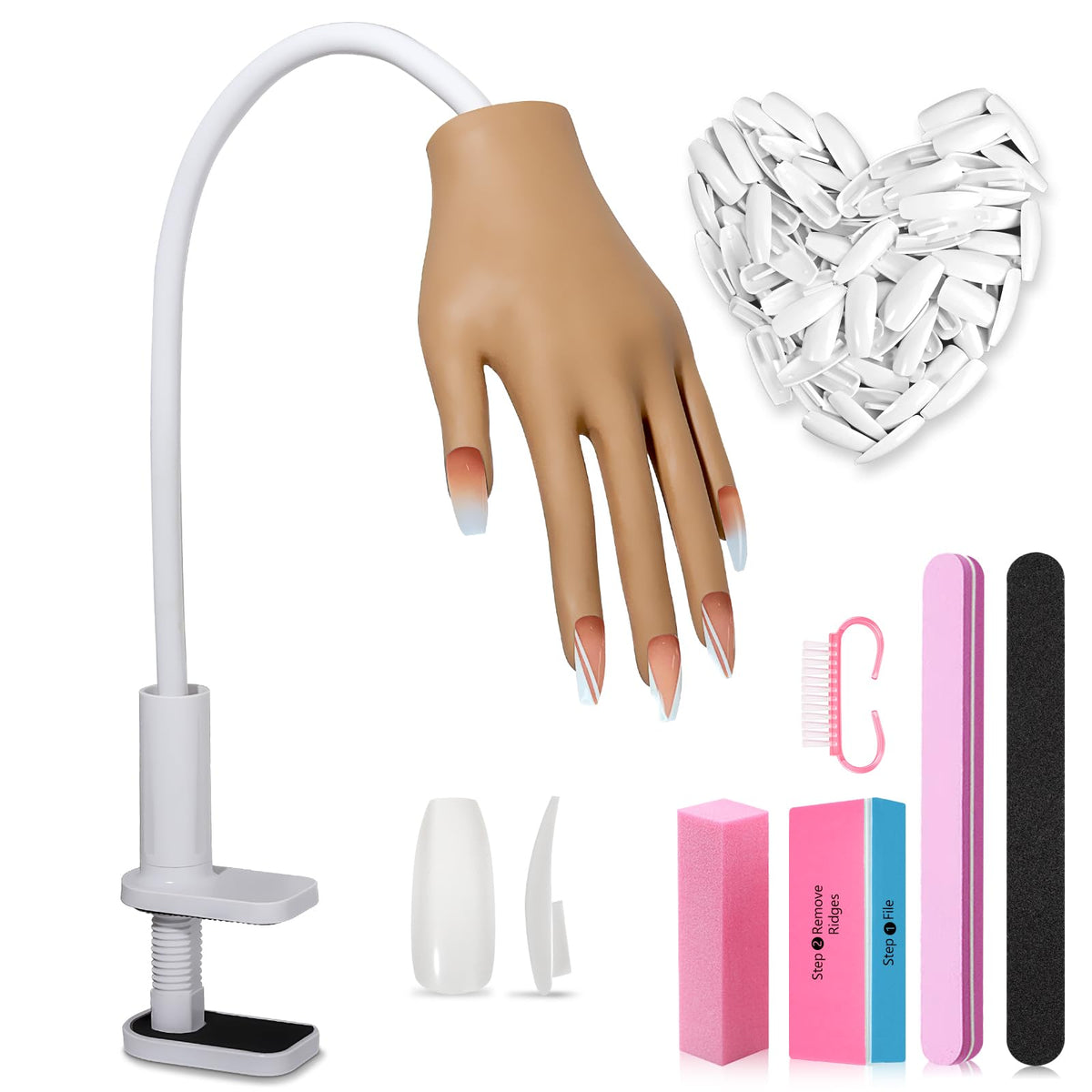 LIONVISION practice hand with acrylic nails setup for stable drill practice