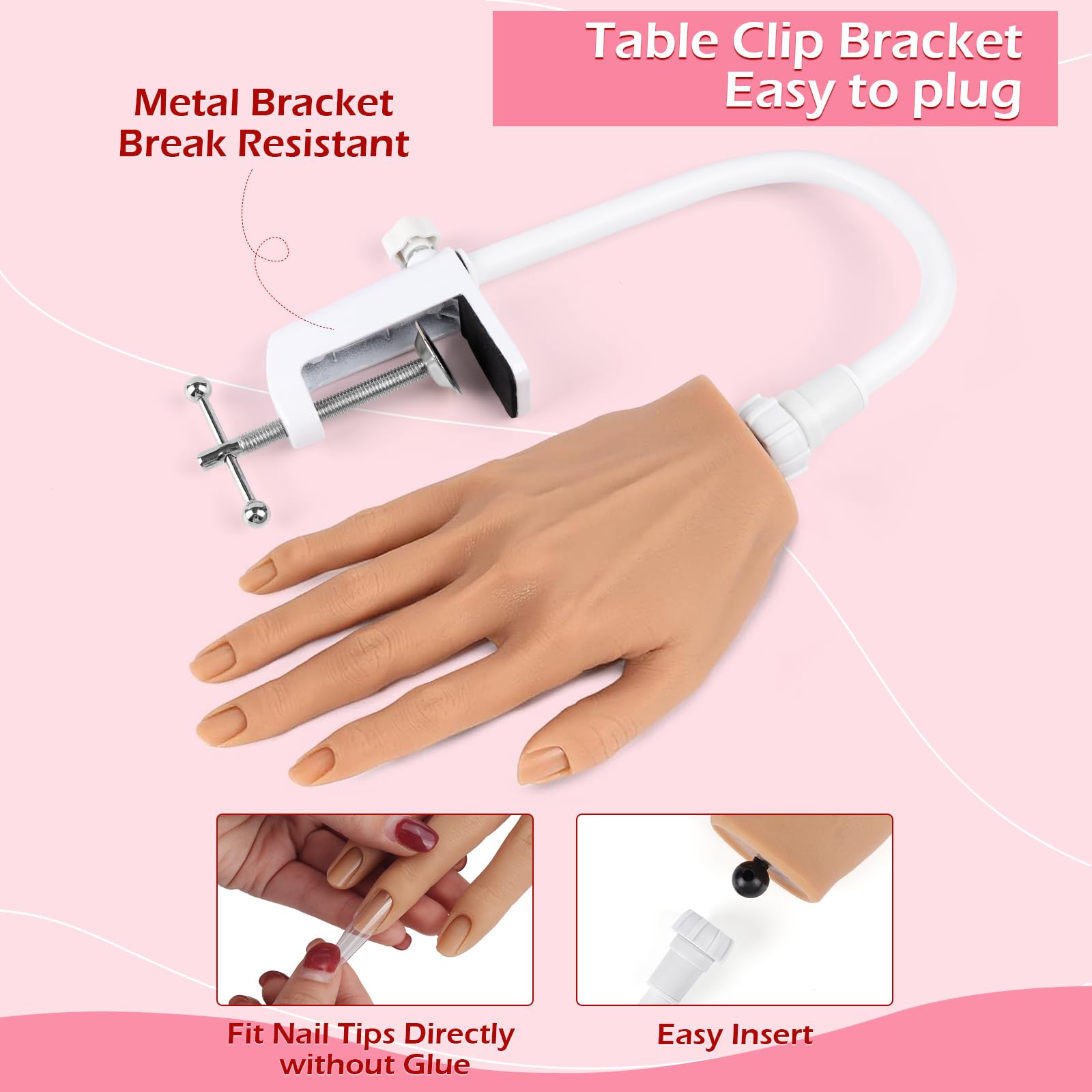 LIONVISON practice hand with flexible fingers enables dynamic manicure angles