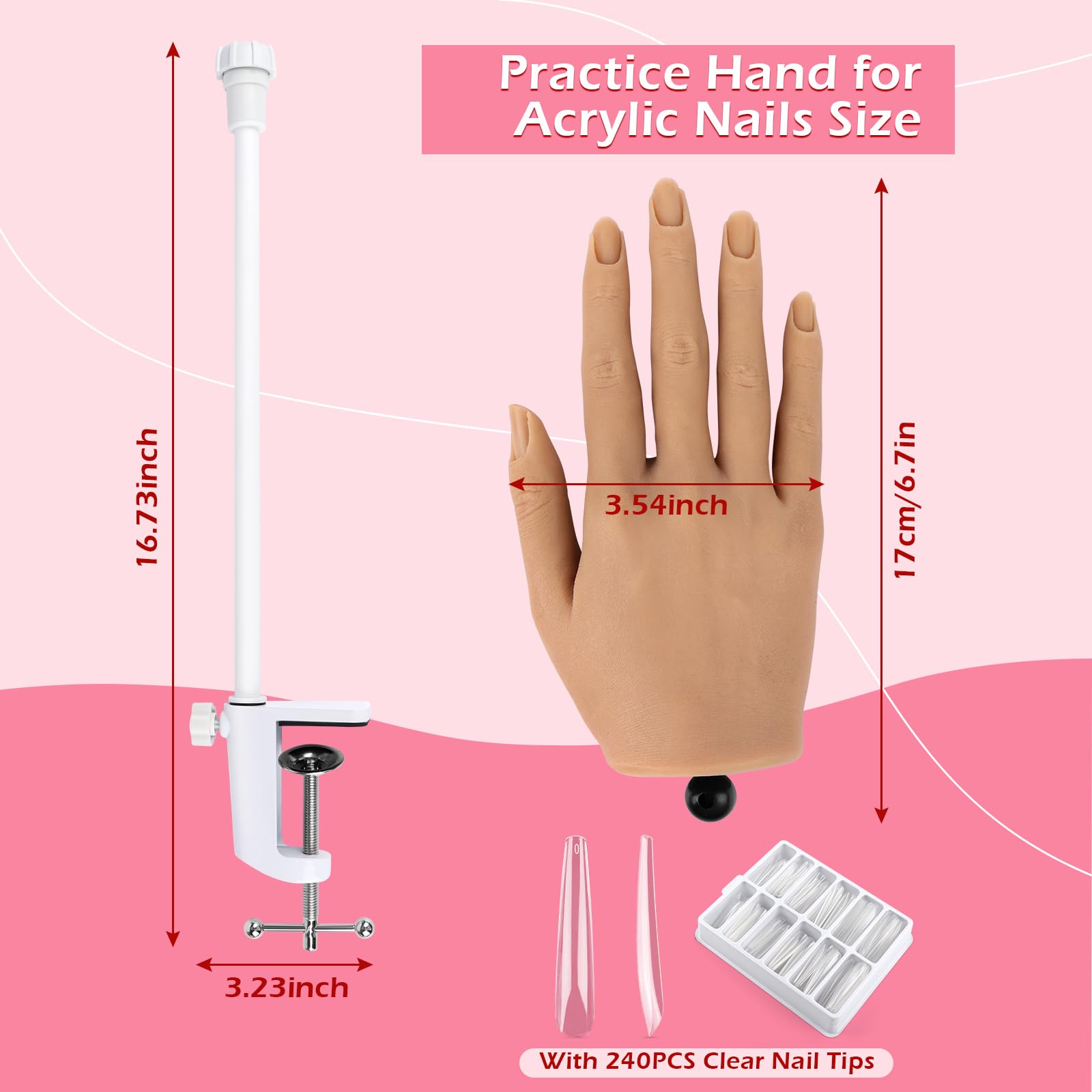 LIONVISON silicone nail hand with flexible fingers allows adjustable poses for diverse nail art studies.