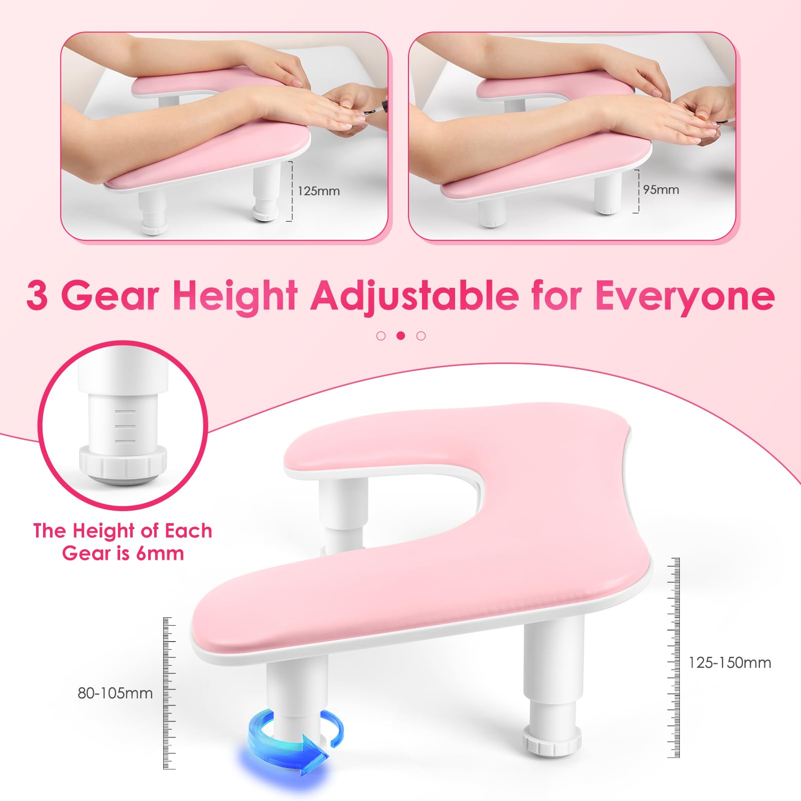 LIONVISON armrest pink anti-slip pad keeps stable during longer sessions