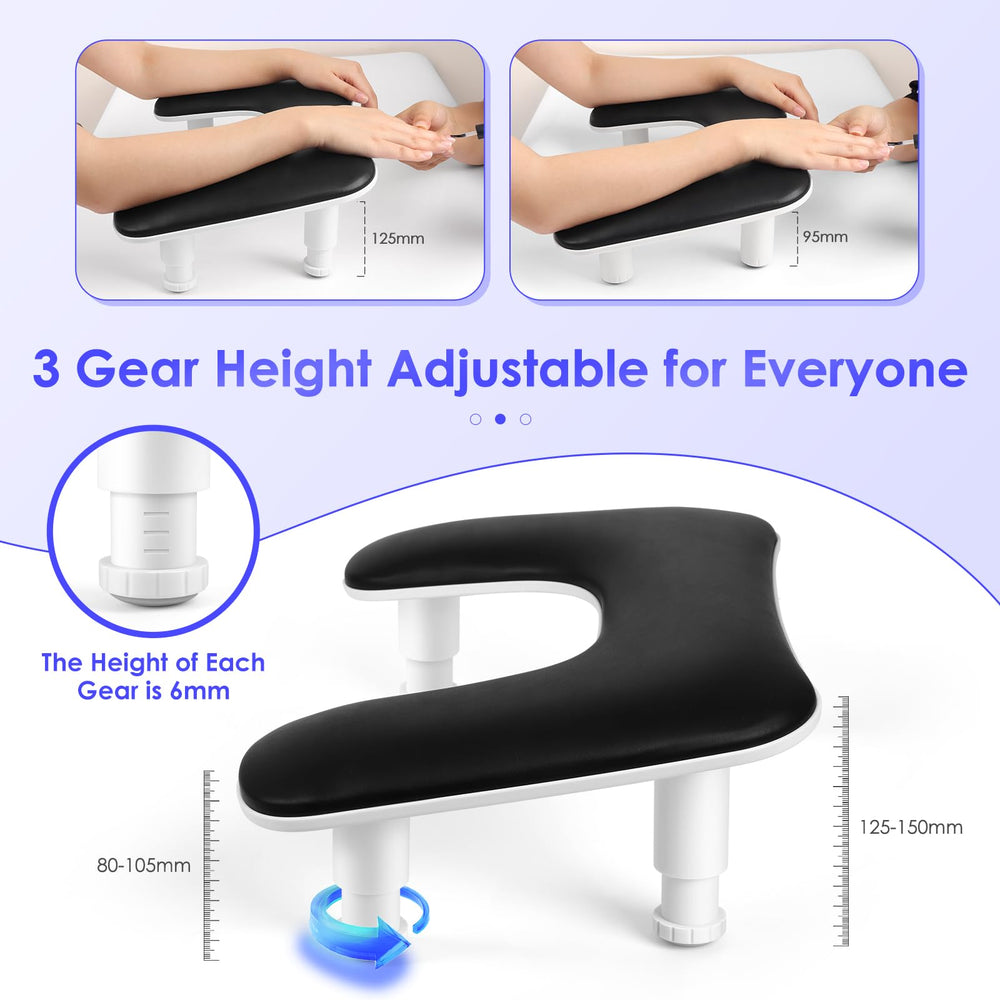 LIONVISON manicure arm rest side view with stable non-slip pad