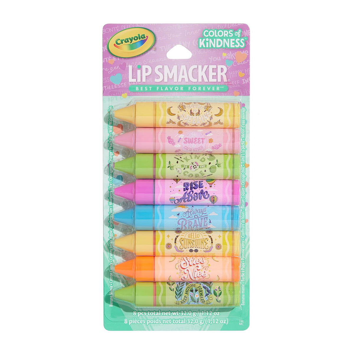 Lip Smacker Crayola Party Pack front view showcases vibrant balms for playful lips.
