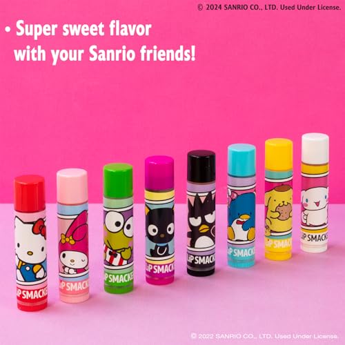 Lip Smacker Sanrio Hello Kitty flavor balm highlighting moisturization and scent