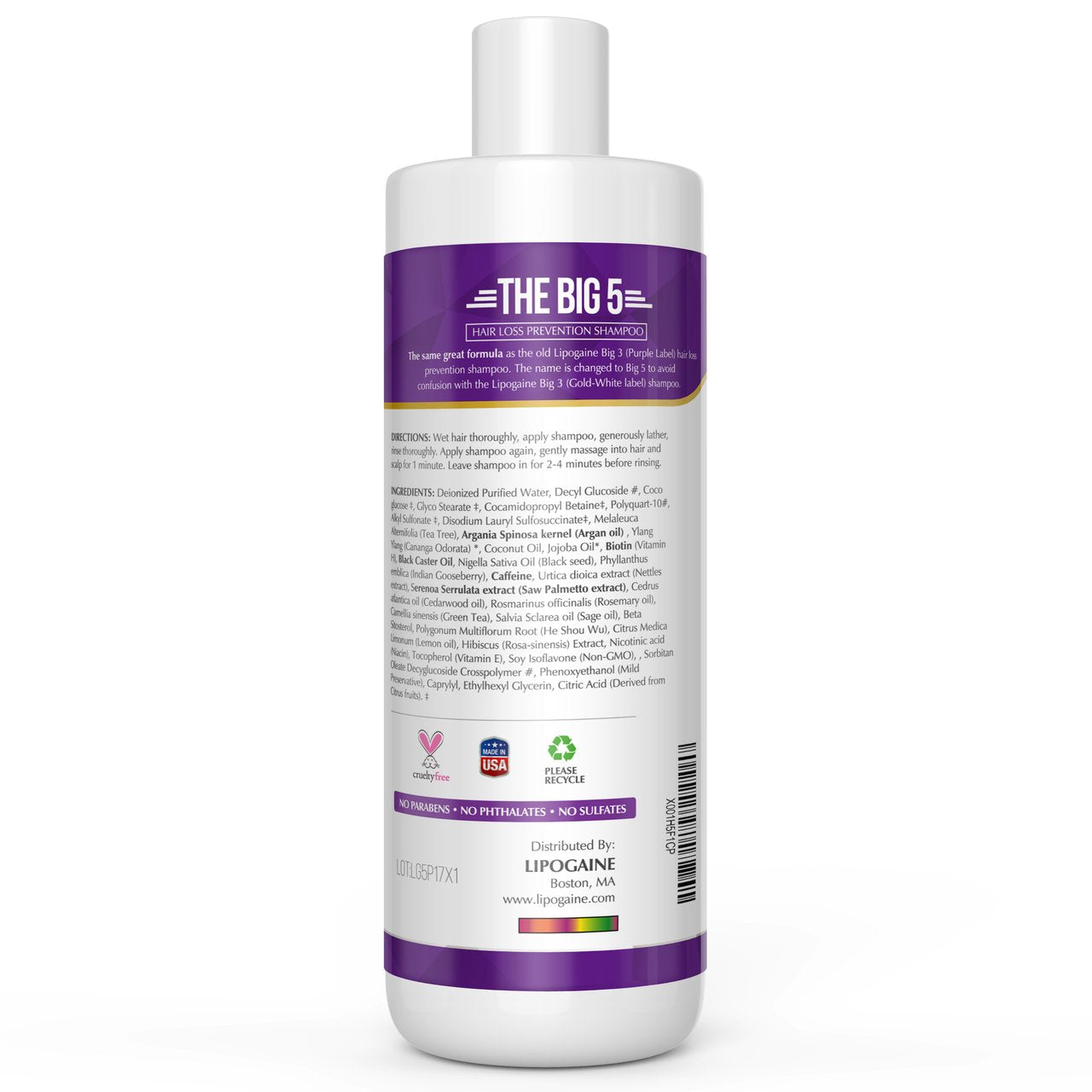 Lipogaine Big 5 Shampoo suitable for all hair types, for men and women.