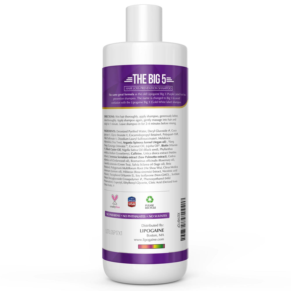 Lipogaine Big 5 Shampoo suitable for all hair types, for men and women.
