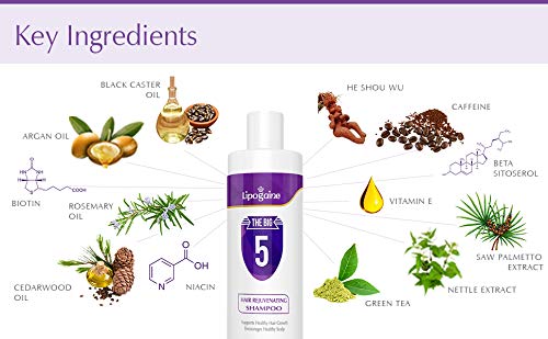 Lipogaine Big 5 Shampoo ingredients blend with biotin and caffeine for nourishment.