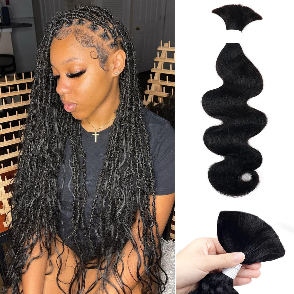Liqusee braiding hair 18-inch natural black body wave bundle for fuller styles.