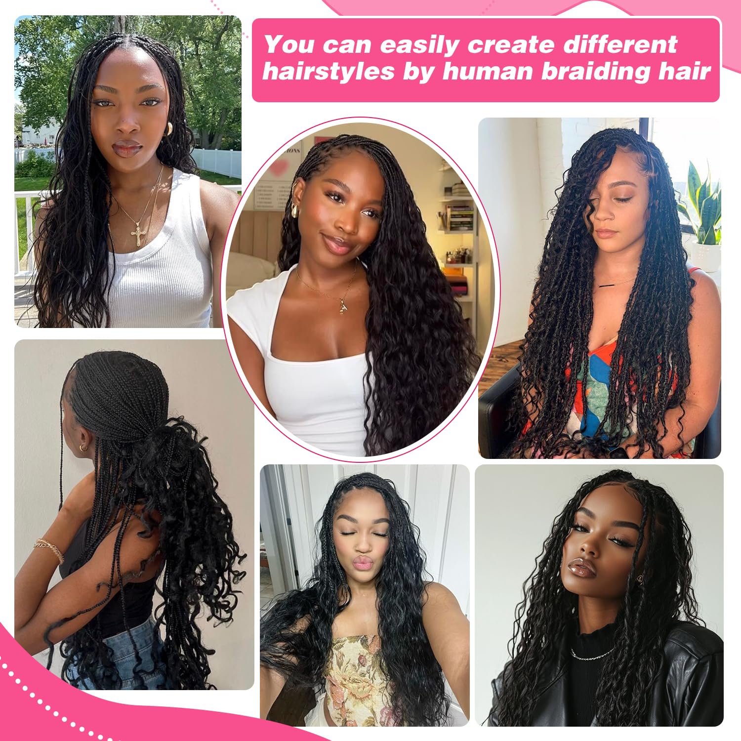 Liqusee full-head braid ideas with natural black tone.