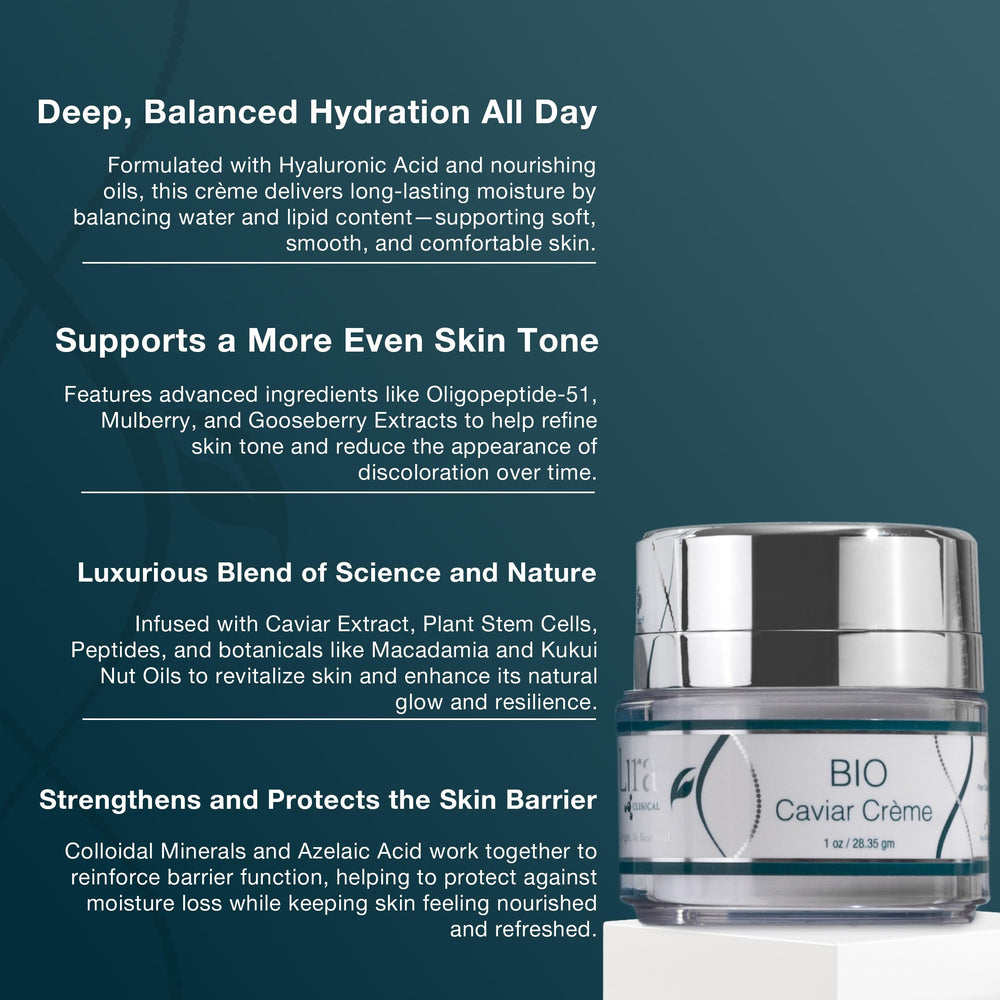 Lira Clinical BIO Caviar Crème peptide closeup emphasizing advanced peptide complex