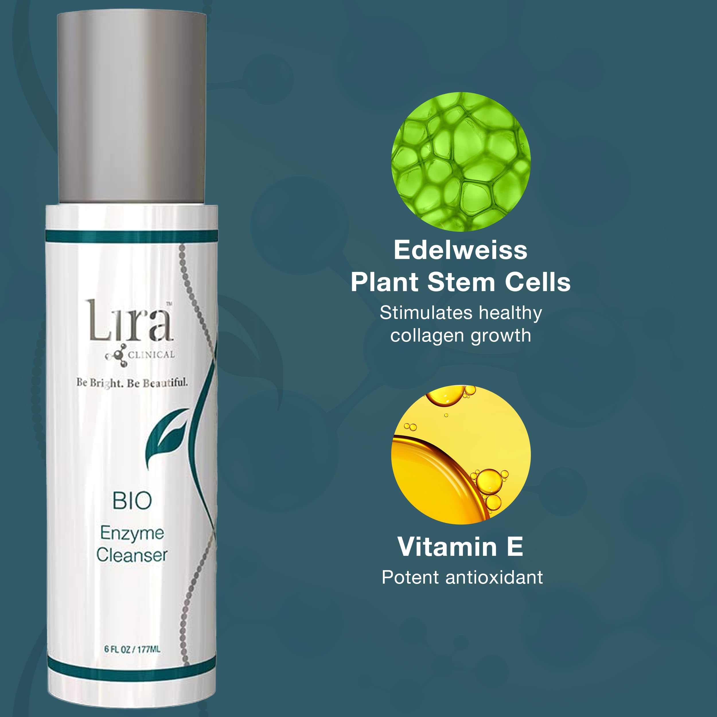 Lira Clinical BIO Enzyme Cleanser texture close-up conveys balanced oil control and clarity after use.
