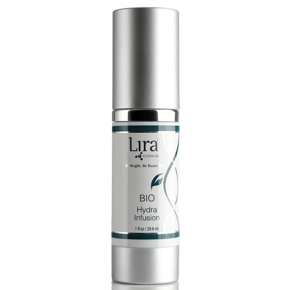 Lira Clinical BIO Hydra Infusion serum bottle close-up for daily hydration.