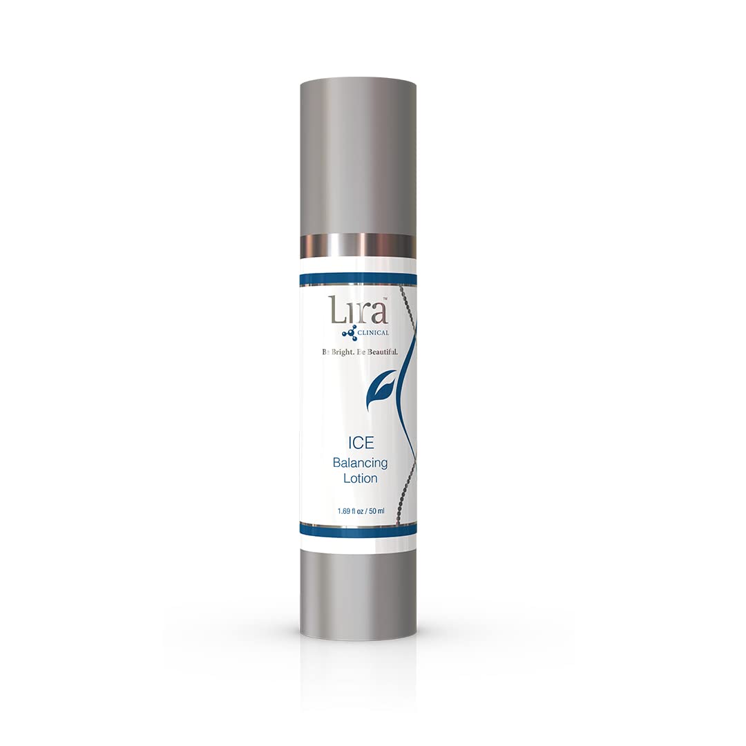 Lira Clinical ICE Balancing Lotion bottle closeup—lightweight hydration for daily oil control.