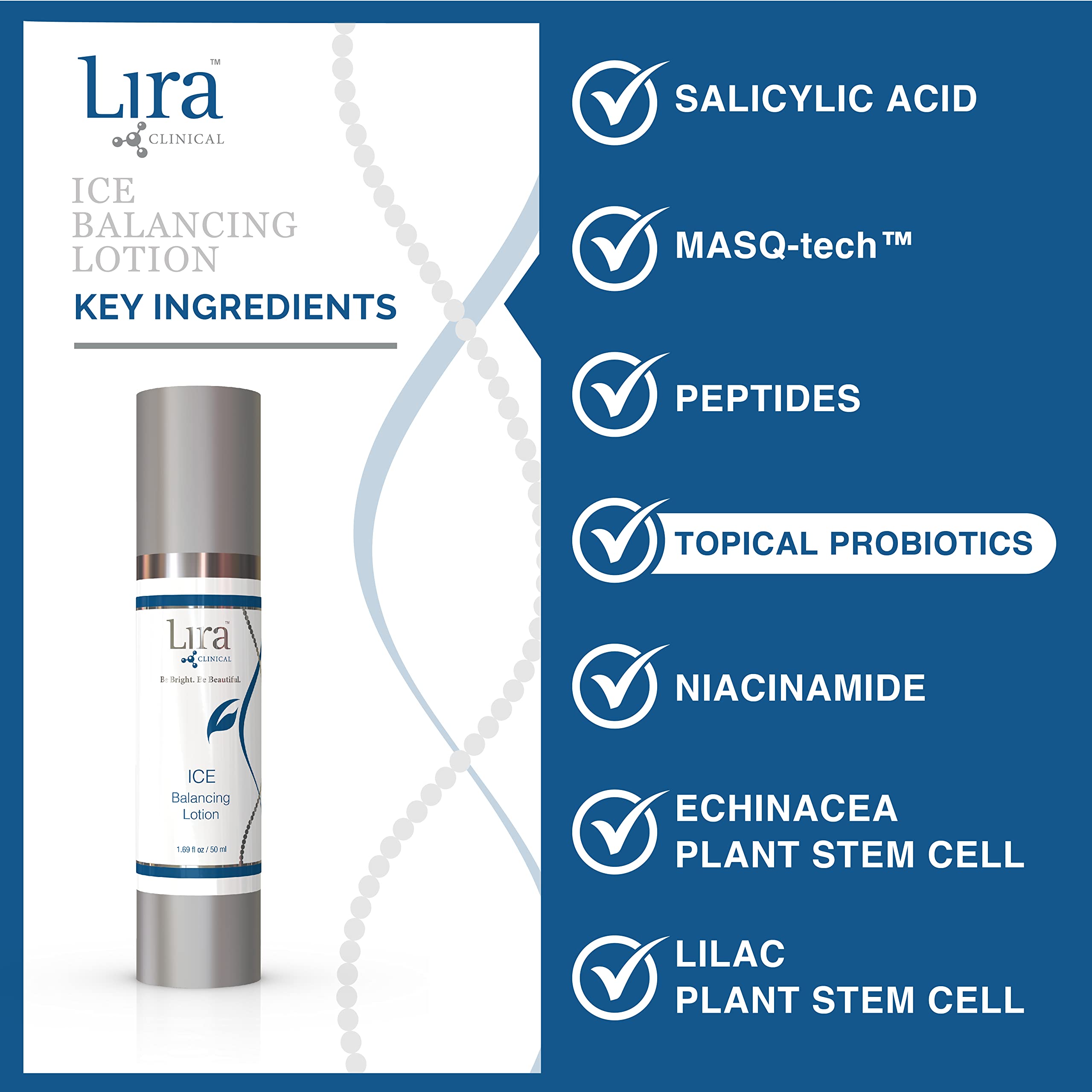 Lira Clinical ICE Balancing Lotion being applied in routine for oil balance.