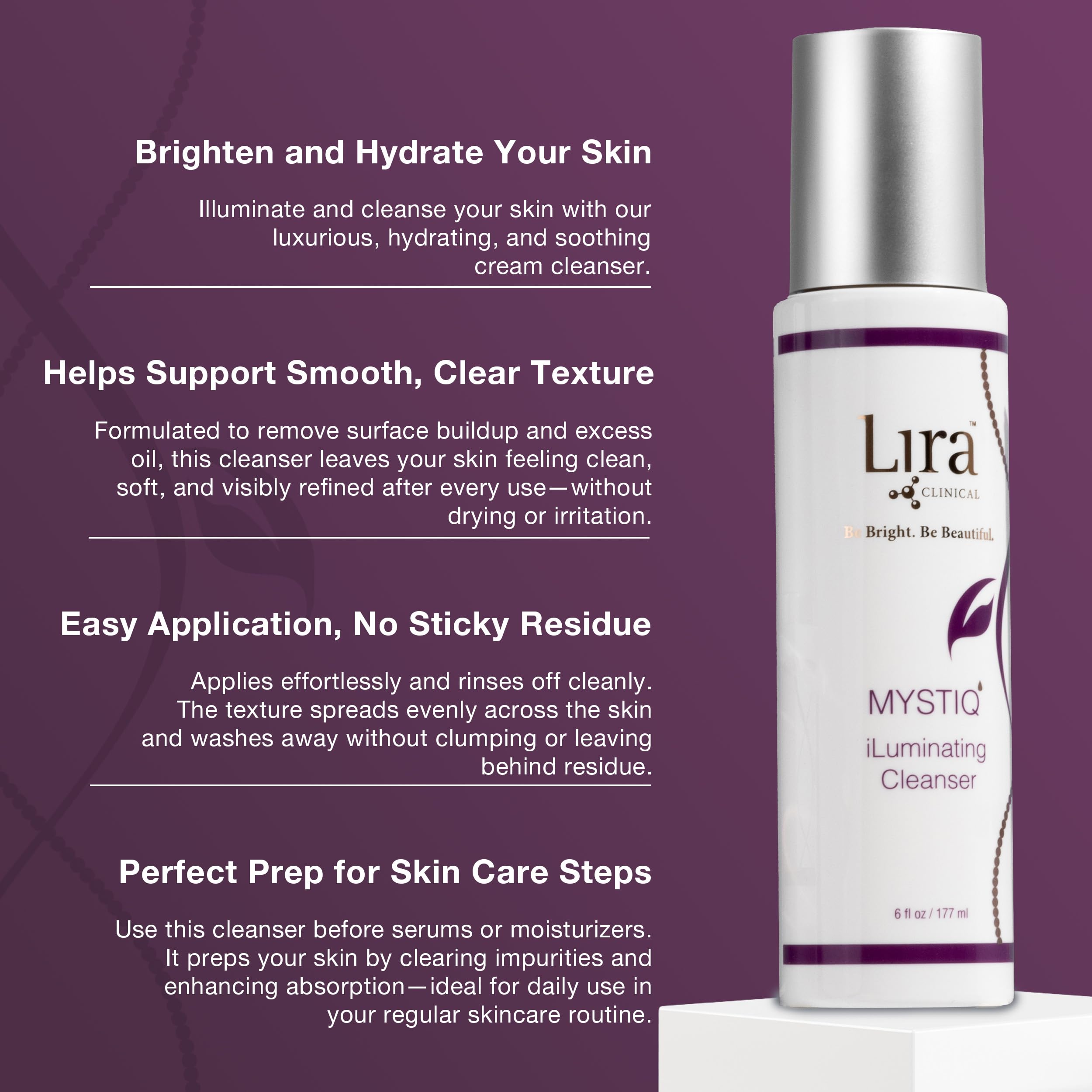 Lira Clinical MYSTIQ Vitamin C hydrates and supports skin brightness.