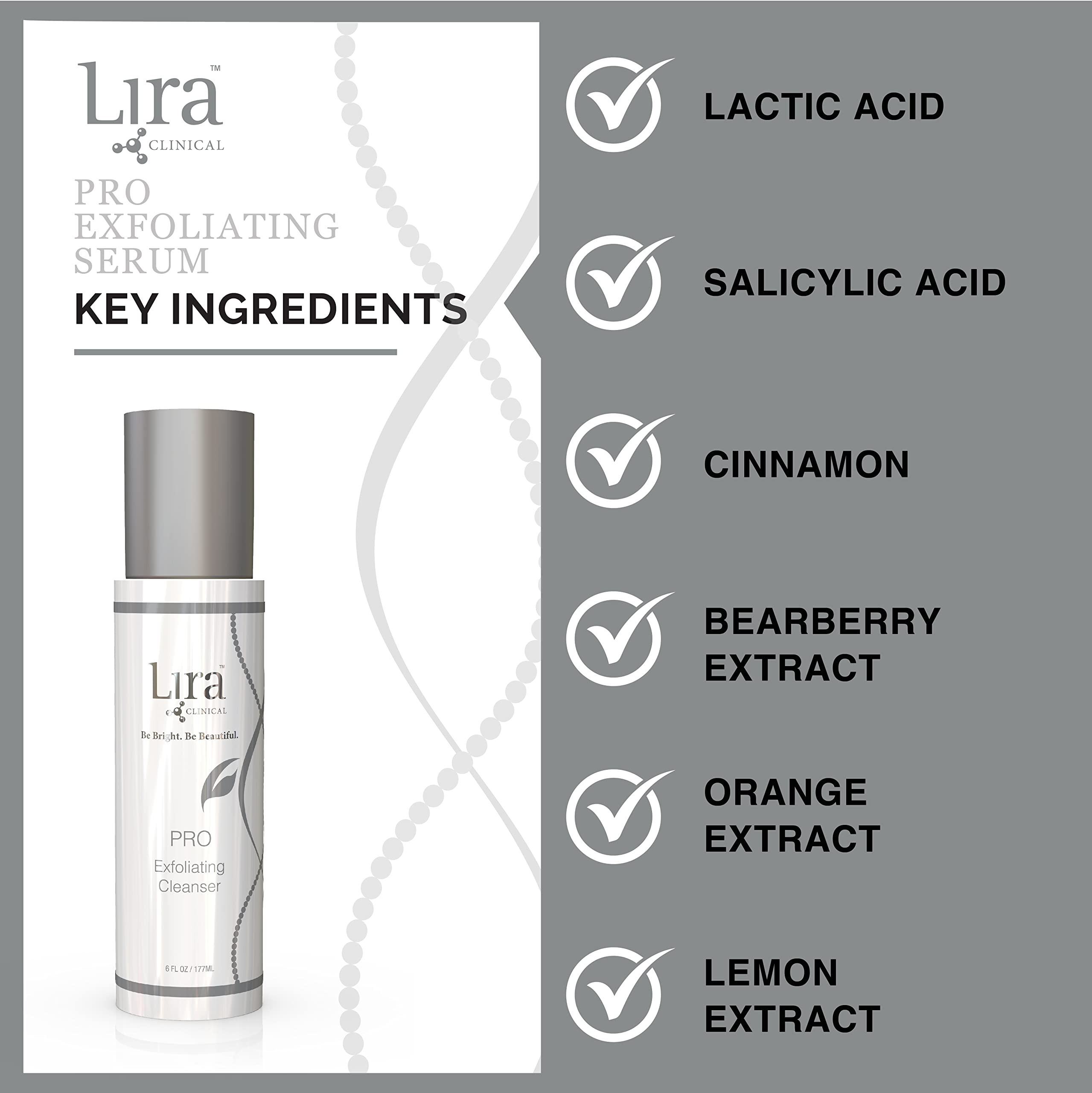 Lira Clinical PRO Exfoliating Cleanser packaging shot ideal for daily skincare routines.