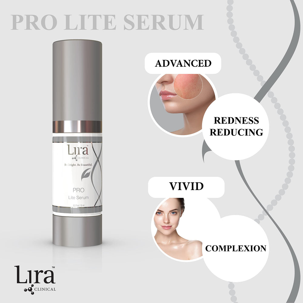 Lira Clinical PRO Lite Serum ingredients highlight Vitamin C for brightening and glow.