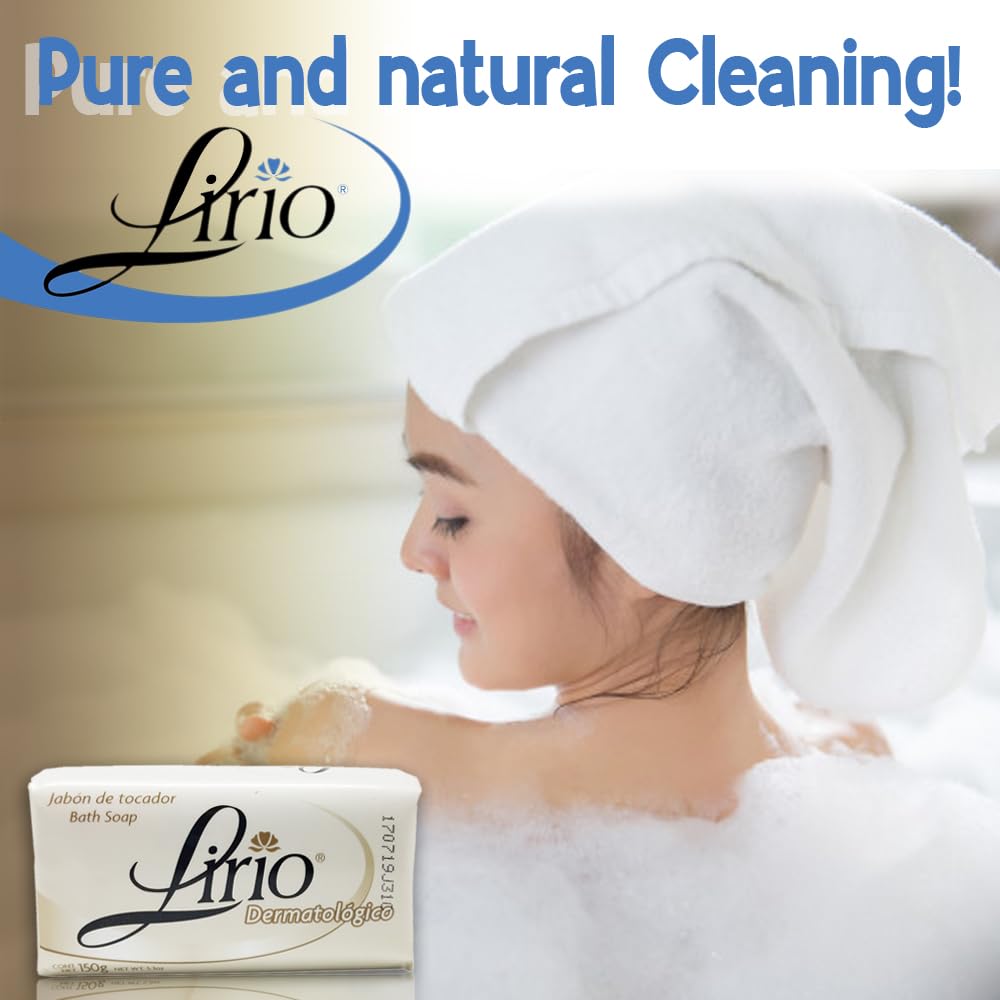 Lirio Dermatologico bar soap pack-back detail highlighting packaging and product notes