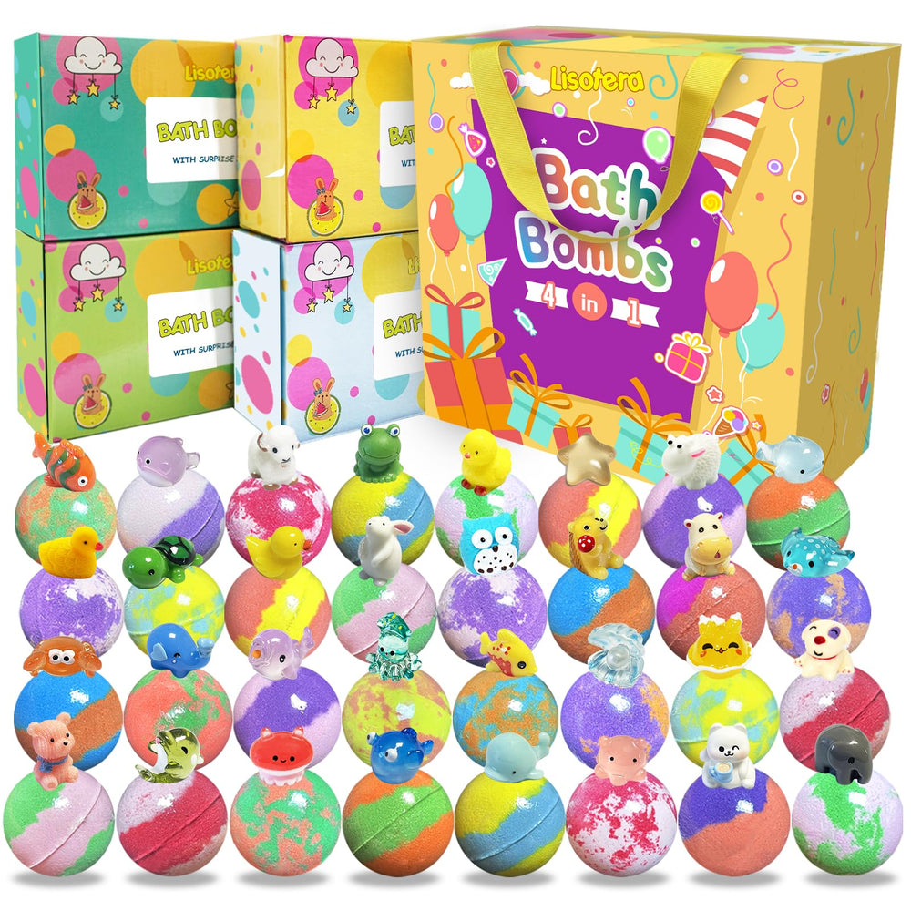 Lisotera bath bombs reveal a surprise inside during fizzing bath for kids' delight