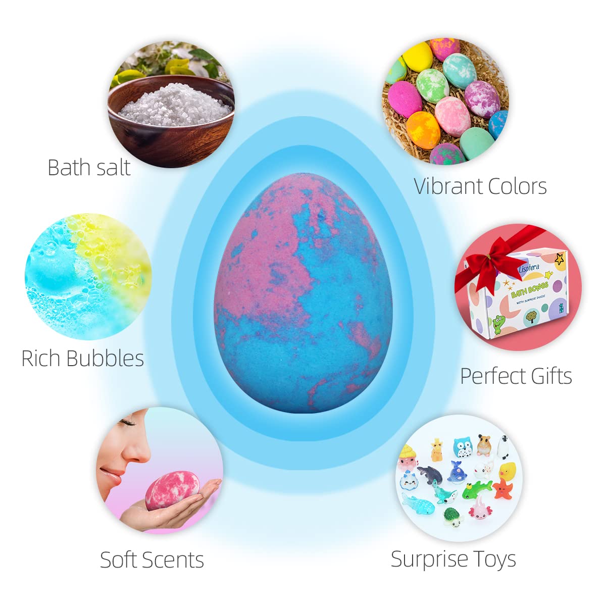 Lisotera kids bath bombs reveal a surprise toy inside for playful baths.