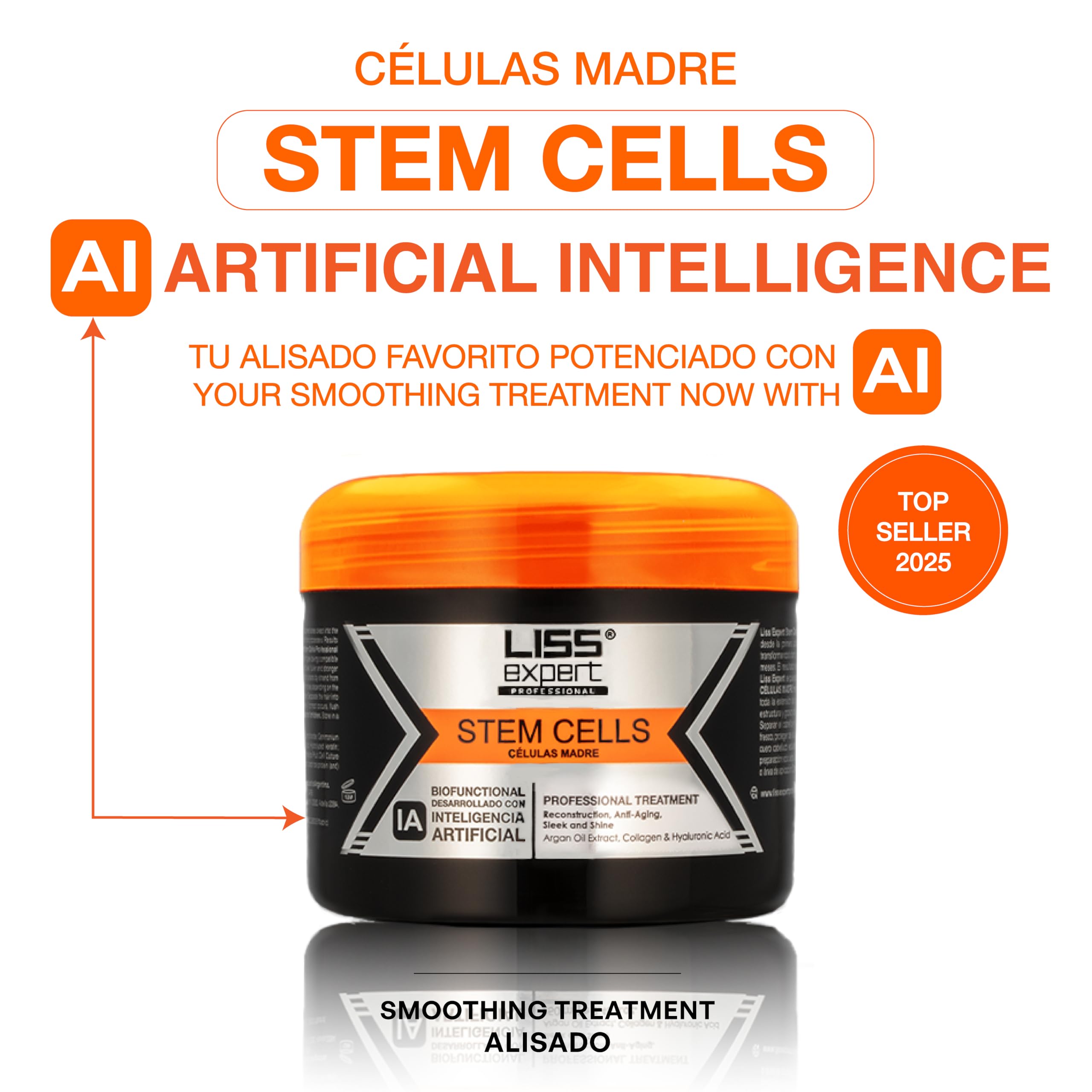 Liss Expert Organic Keratin and Argan Oil ingredients highlight nourishing formula for smooth hair.