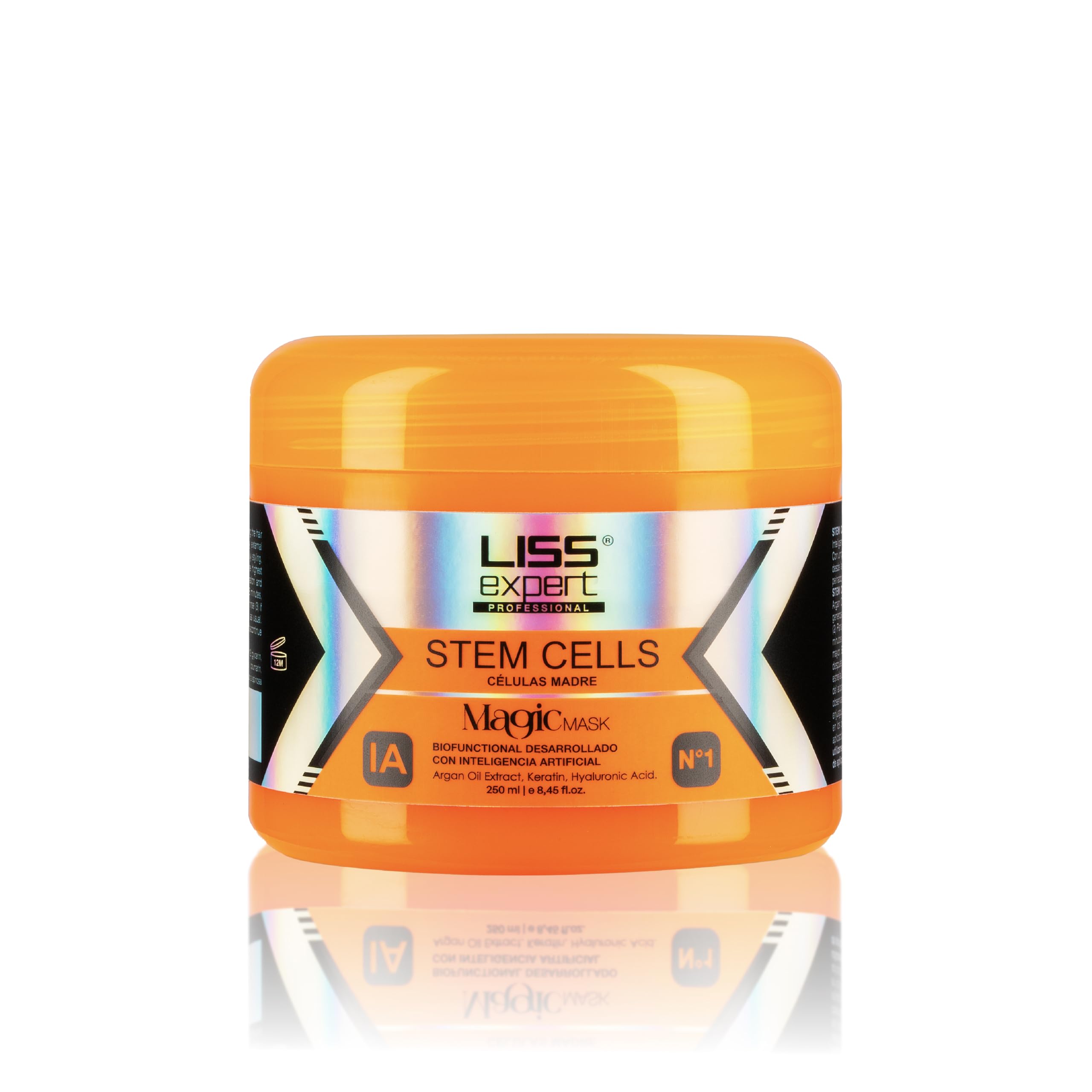 Liss Expert Stem Cells Magic Mask bottle demonstrates frizz control and humidity protection.