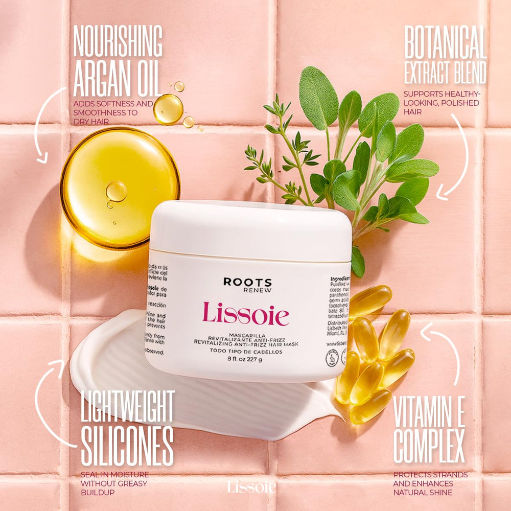 Lissoie Revitalizing Anti-Frizz Mask coconut oil hydration on hair strands