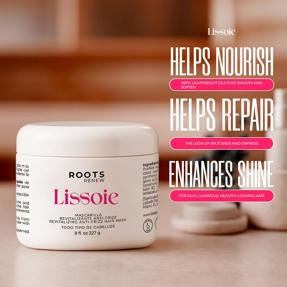 Lissoie Revitalizing Anti-Frizz Mask collagen-keratin blend supports cuticle bonding
