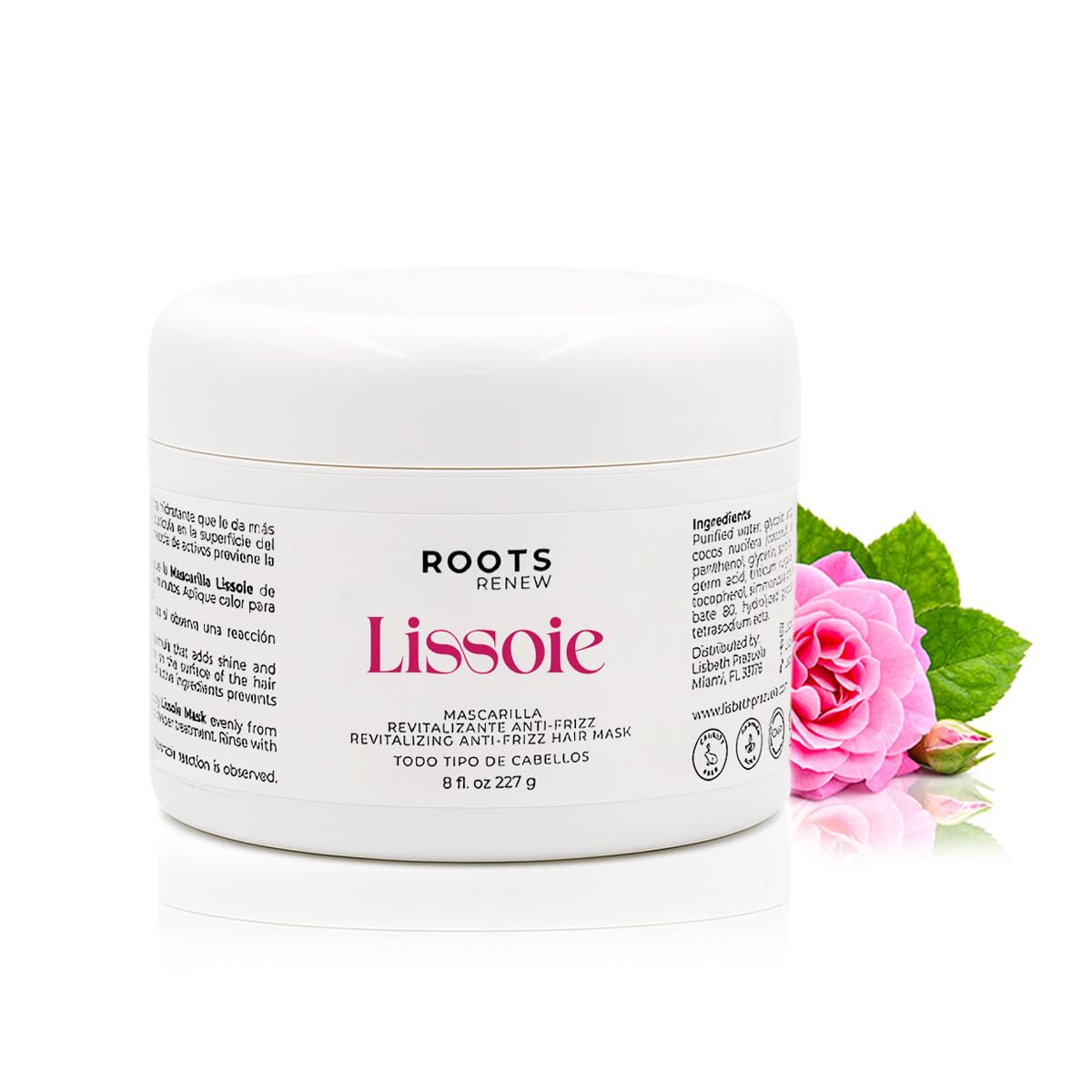 Lissoie Revitalizing Anti-Frizz Mask jar closeup showing creamy texture for frizz control