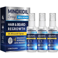 Listarfe 5% Minoxidil spray bottle for easy daily hair and beard growth.