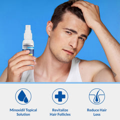 Listarfe Minoxidil spray evening application showing twice daily use.