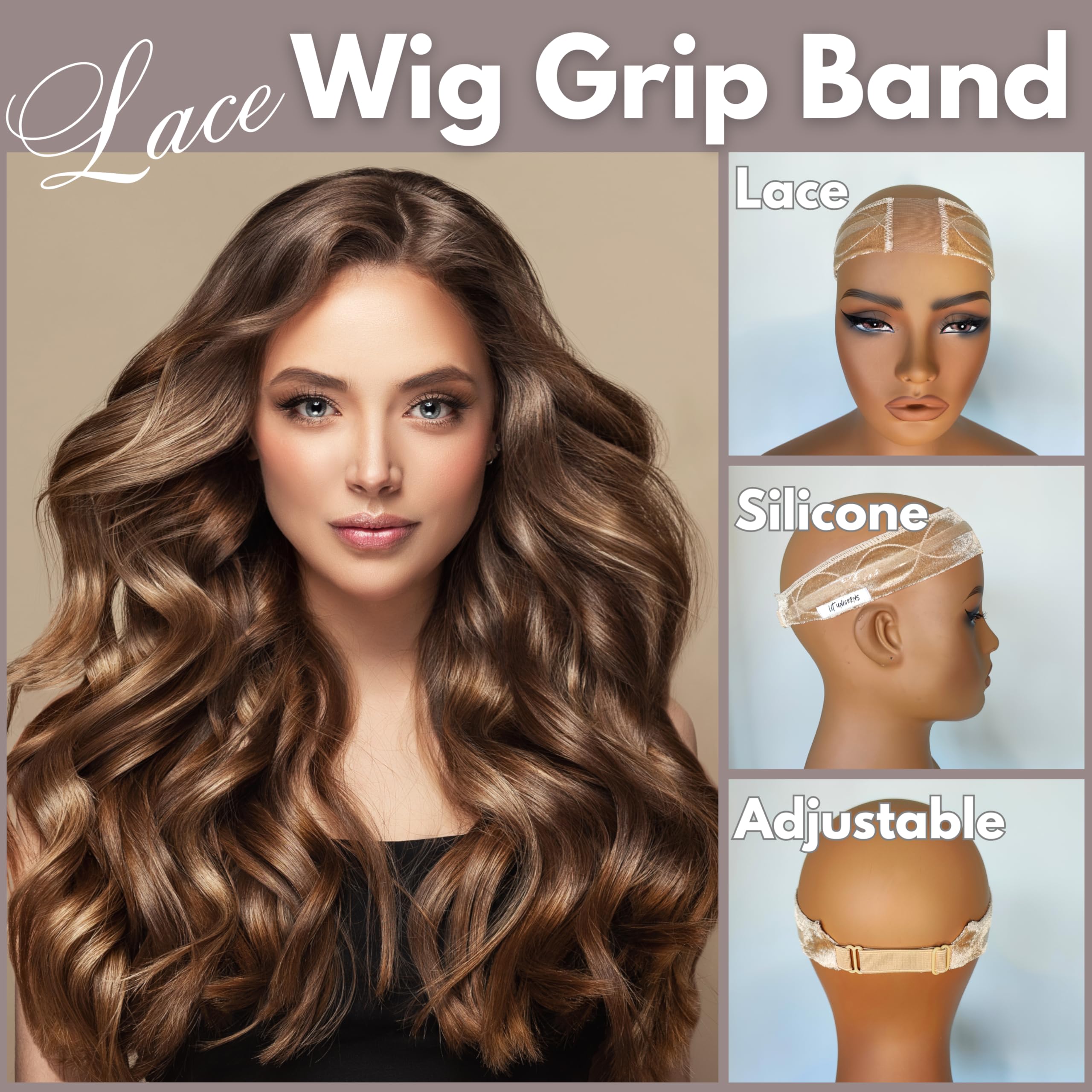 LIT UNICORNS seamless lace look visible through a beige wig band